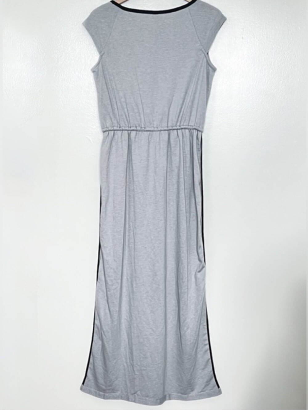 Emma & Michele Light Gray Maxi Dress with Black Trim